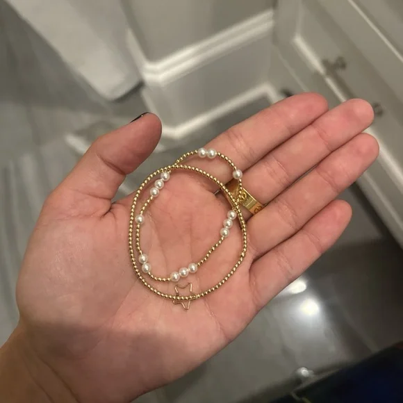 ENEWTON STACK! (amazing Christmas gift!) Gold and Blue Beaded Bracelet Set - Picture 4 of 5